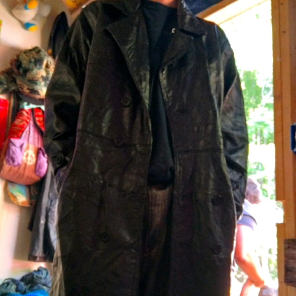 sexy genuine leather trench